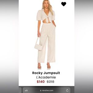 Brand new with tags L’academie beige jumpsuit. Purchased from Revolve. Size M